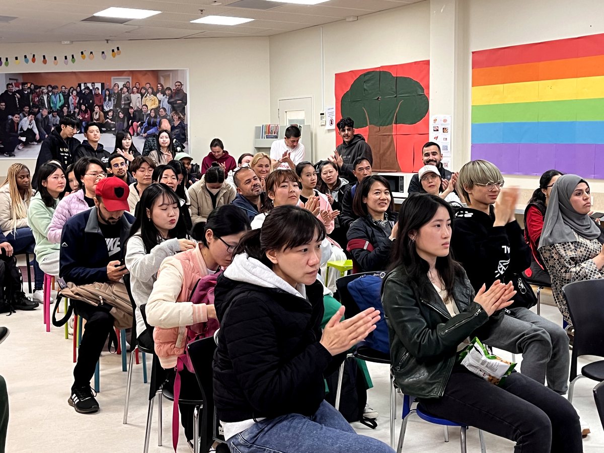 A diverse, international group of students seated in a classroom environment at Waikato Institute of...