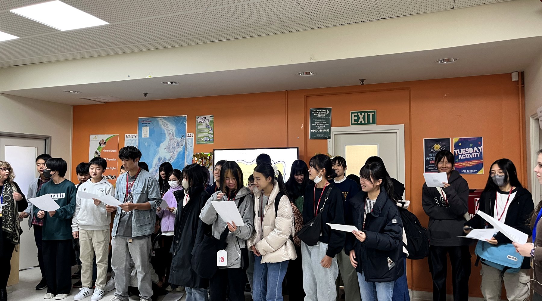 WIE students practising practical English communication in class