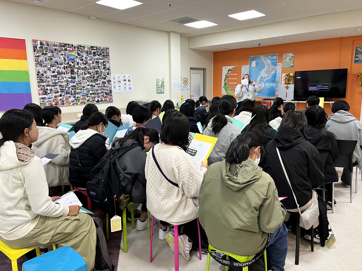 WIE students working through English test preparation practice